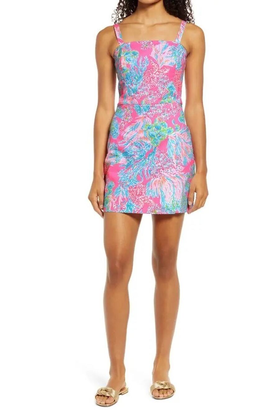 Lilly Pulitzer Lawless Print Pink Floral Cotton Sleeveless Romper New US 00